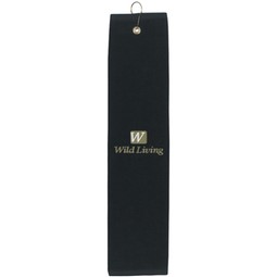 Black - Folded Embroidered Custom Golf Towel - 16" x 25"