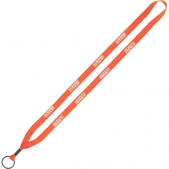 Orange Polyester Custom Lanyards w/Metal Crimp and Split Ring