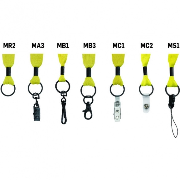 Attachments Polyester Custom Lanyards w/Metal Crimp and Split Ring