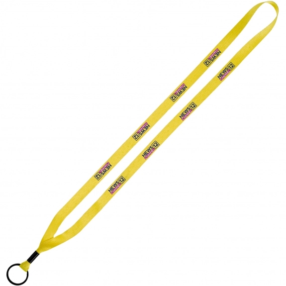 Yellow Polyester Custom Lanyards w/Metal Crimp and Split Ring