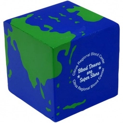  Blue/Green Cube Shaped Globe Customized Stress Balls