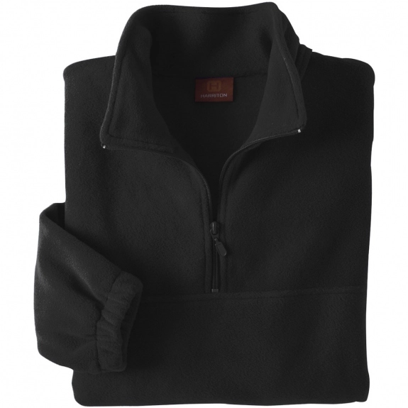 Black Harriton Quarter-Zip Printed Fleece Pullover