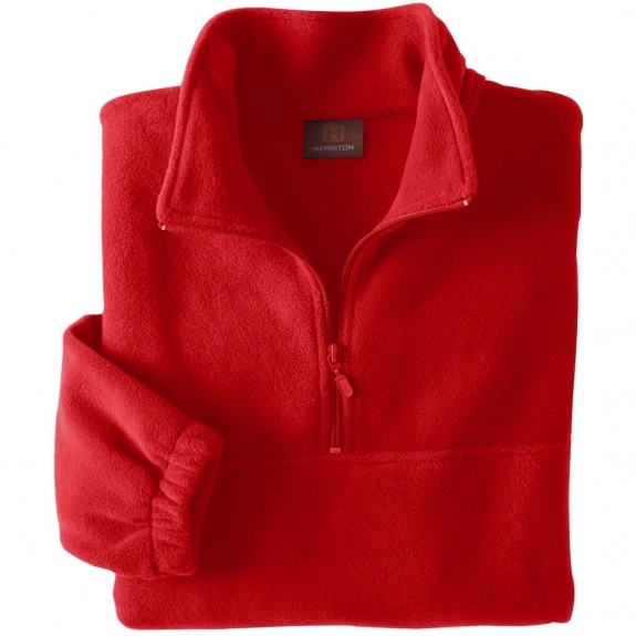 Red Harriton Quarter-Zip Printed Fleece Pullover
