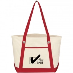 Cotton Canvas Boat Style Logo Tote Bags - 20.5"w x 13"h x 7"d