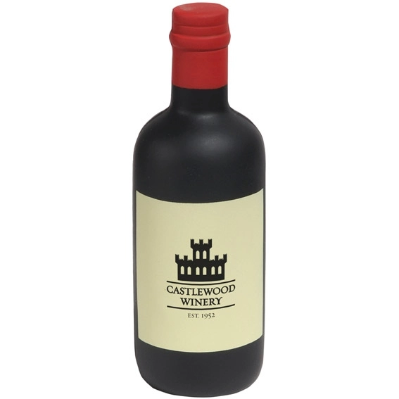 Black Wine Bottle Shaped Promotional Stress Reliever 