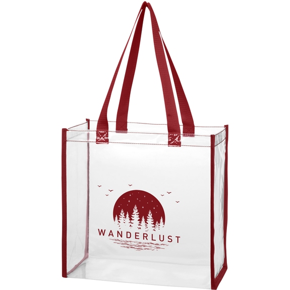Maroon Clear EVA Event Promotional Tote Bags - 12"w x 12"h x 6"d