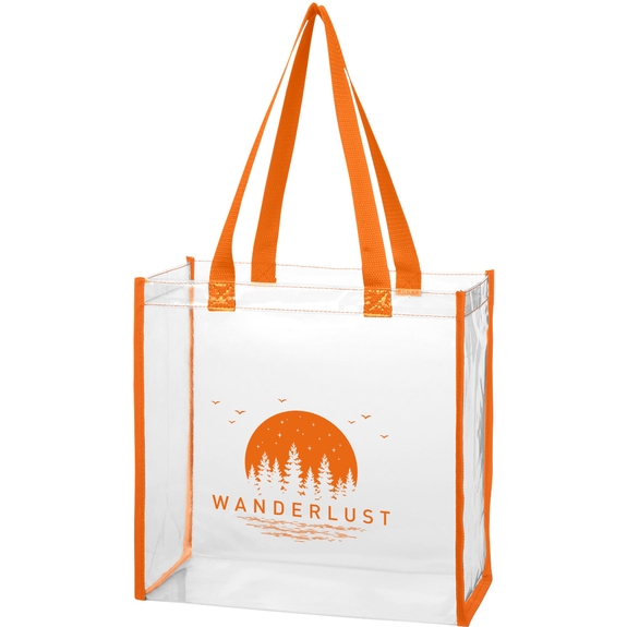 Orange Clear EVA Event Promotional Tote Bags - 12"w x 12"h x 6"d