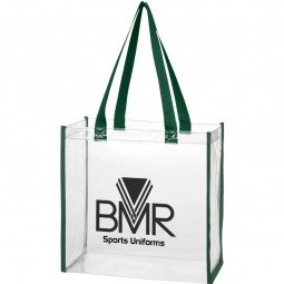 Forest Green Trim Clear PVC Event Promotional Tote Bags