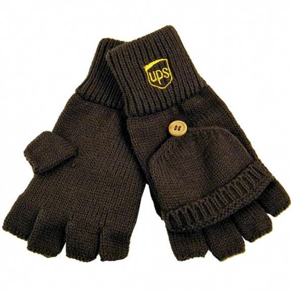 Brown Acrylic Fingerless Custom Gloves w/ Flap