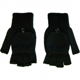 Black Acrylic Fingerless Custom Gloves w/ Flap