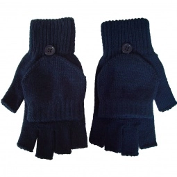 Navy Blue Acrylic Fingerless Custom Gloves w/ Flap