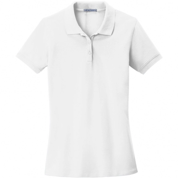 White Port Authority EZCotton Pique Custom Polo Shirt - Women's