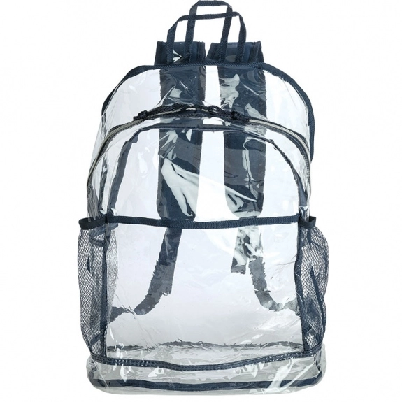 Navy - Clear PVC Promotional Backpack - 13"w x 18"h x 6"d