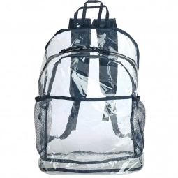 Navy - Clear PVC Promotional Backpack - 13"w x 18"h x 6"d