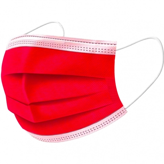 Red 3-Ply Disposable Face Mask - Blank