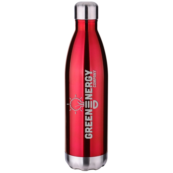 Red Laser Engraved Vacuum Insulated Stainless Steel Custom Water Bottle - 1