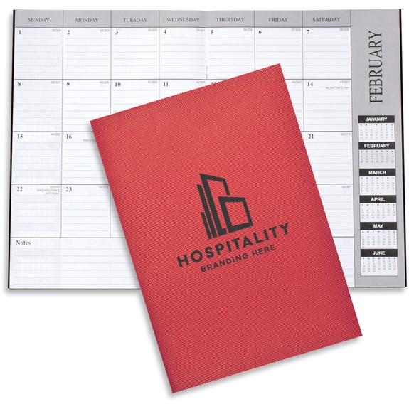 Metallic Weave Red Leatherette Custom Monthly Desk Planner - 7"w x 10"h