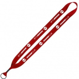 Red Polyester Custom Lanyards w/Metal Crimp and Split Ring