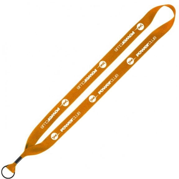 Orange Polyester Custom Lanyards w/Metal Crimp and Split Ring