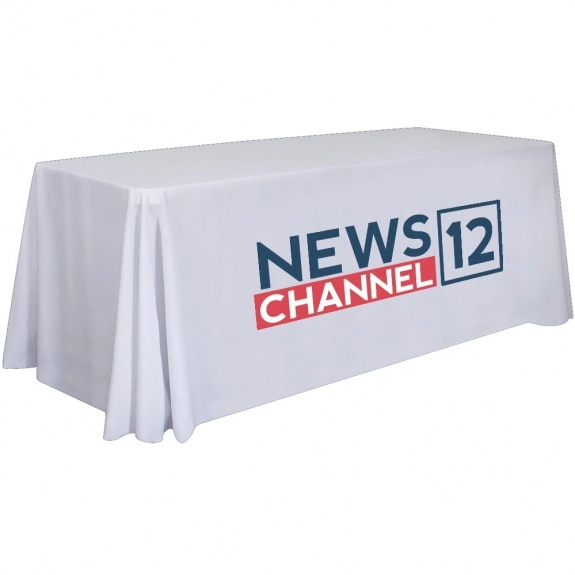 White Full Color 4-Sided Custom Tablecloth - 6 ft.