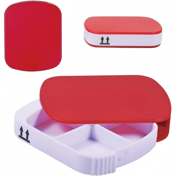 Red 4 Compartment Promotional Pill Case