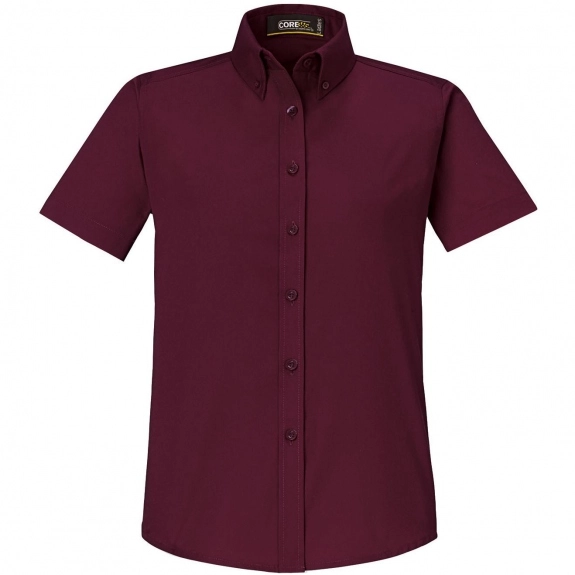 Burgundy Core365 Optimum Short Sleeve Custom Dress Shirt - Women's