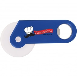 Blue Full Color Promotional Pizza Cutters w/ Bottle Opener