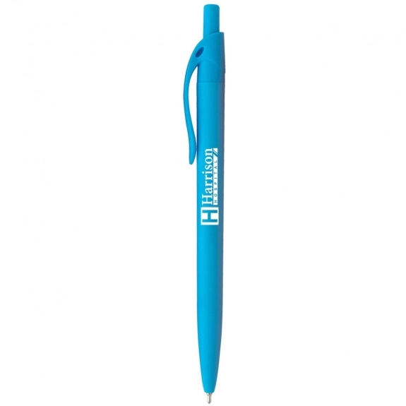 Light Blue Rubberized Click Action Custom Pens