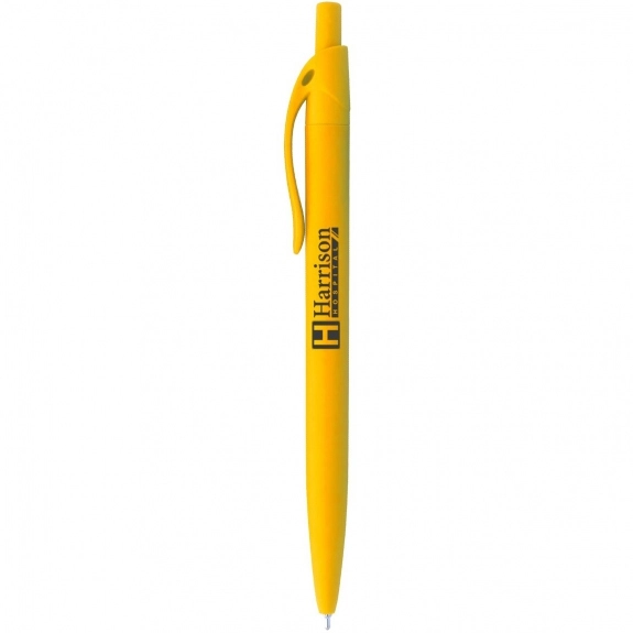 Yellow Rubberized Click Action Custom Pens