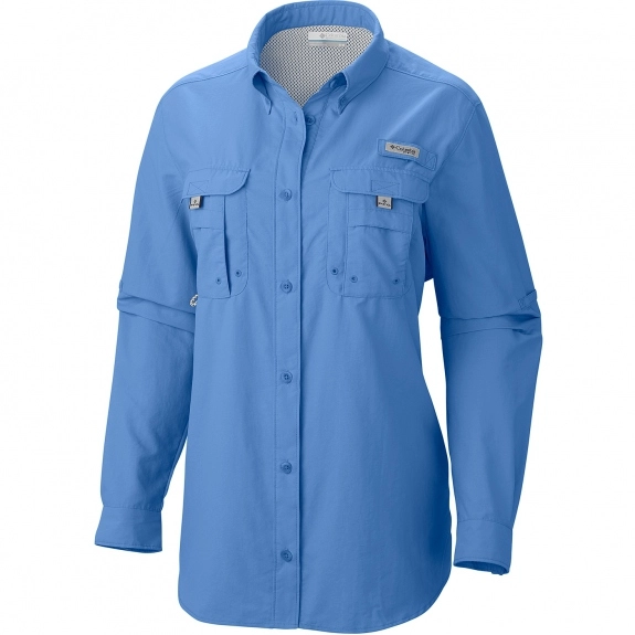 Whitecap blue Columbia PFG Bahama II Long Sleeve Custom Shirts
