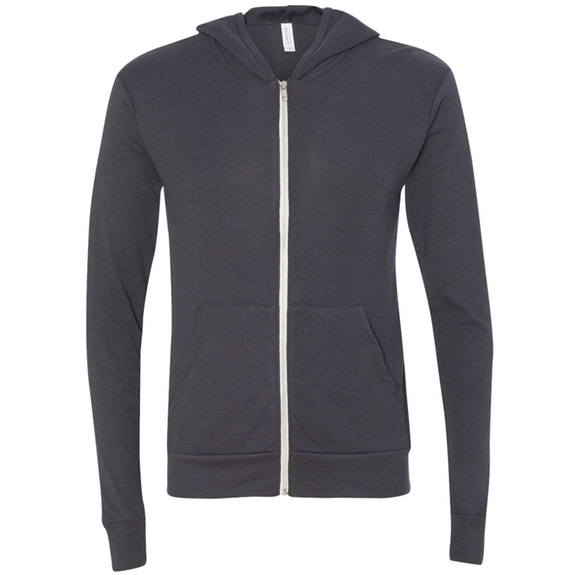 dark grey Bella + Canvas Triblend Full Zip Custom Hoodies