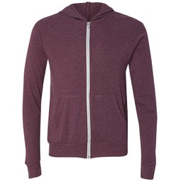 Maroon Bella + Canvas Triblend Full Zip Custom Hoodies