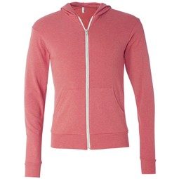 Red Bella + Canvas Triblend Full Zip Custom Hoodies