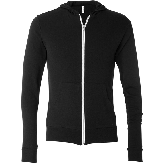 Solid black Bella + Canvas Triblend Full Zip Custom Hoodies