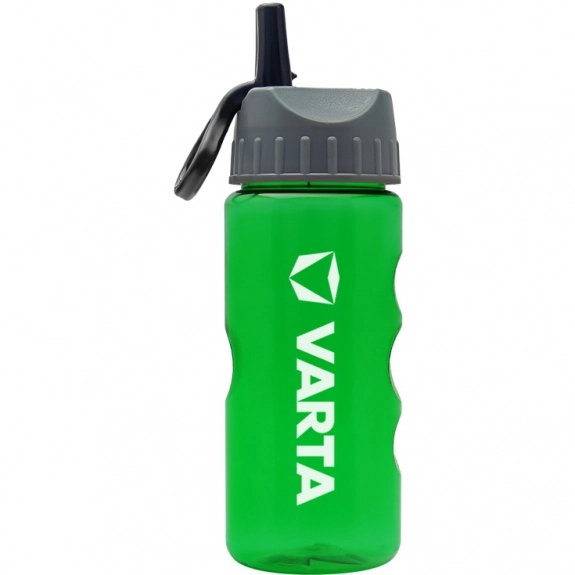 Translucent Green Ergonomic Grip Custom Sports Bottle w/ Flip Straw Lid