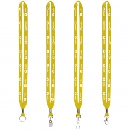 Yellow Polyester Crimped Custom Lanyards w/ Silver Split Ring - .5"w