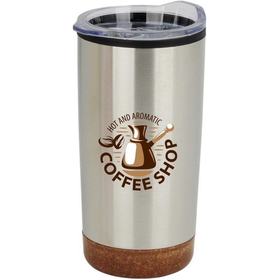 Silver Full Color Cork Bottom Stainless Steel Custom Tumbler - 20 oz.