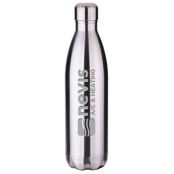 Silver - Laser Engraved Vacuum Insulated Stainless Steel Custom Water Bottl