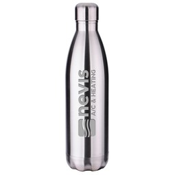 Silver - Laser Engraved Vacuum Insulated Stainless Steel Custom Water Bottl