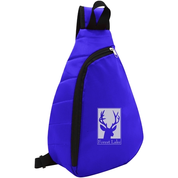 Royal Blue Puffy Polyester Custom Sling Backpack 
