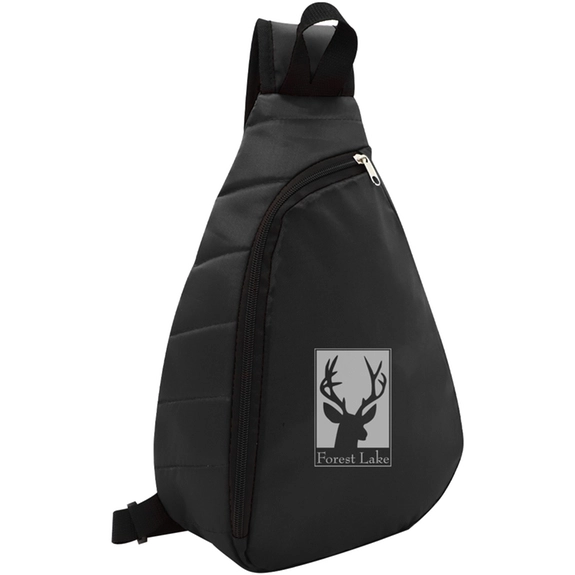 Black Puffy Polyester Custom Sling Backpack