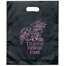Black - Frosted Handle Custom Plastic Bags - 12"w x 15"h x 3"d
