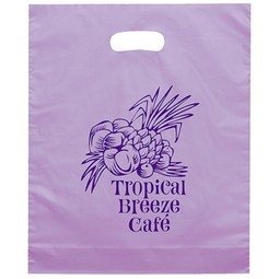 Lavender - Frosted Handle Custom Plastic Bags - 12"w x 15"h x 3"d