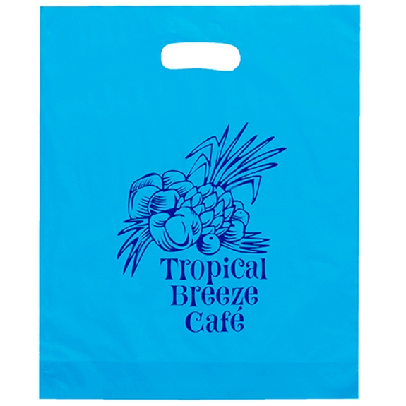 blue - Frosted Handle Custom Plastic Bags - 12"w x 15"h x 3"d