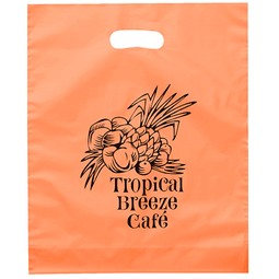Tangerine - Frosted Handle Custom Plastic Bags - 12"w x 15"h x 3"d
