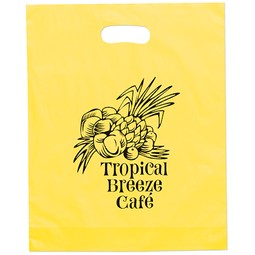 Yellow - Frosted Handle Custom Plastic Bags - 12"w x 15"h x 3"d