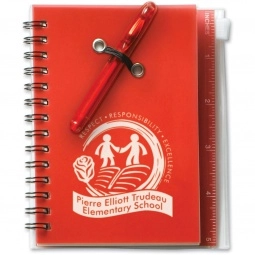 Red Compact Flap Logo Jotter w/ Pen & Recycled Paper