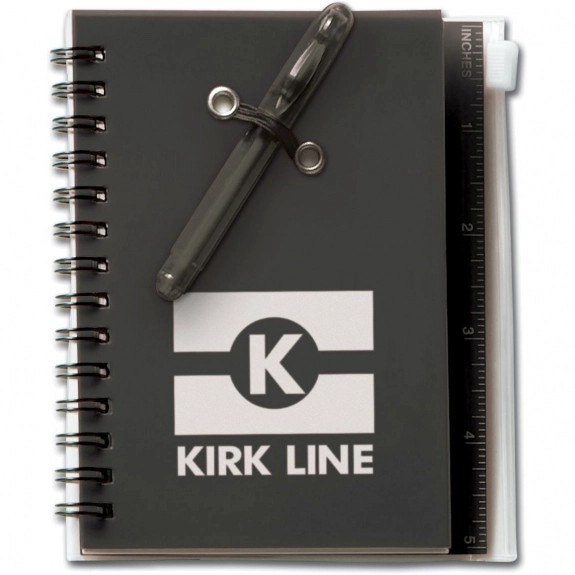 Black Compact Flap Logo Jotter w/ Pen & Recycled Paper
