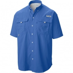 Vivid Blue Columbia PFG Bahama II Short Sleeve Custom Shirts