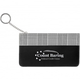 Black Leatherette Zippered Custom Wallet w/ Keychain